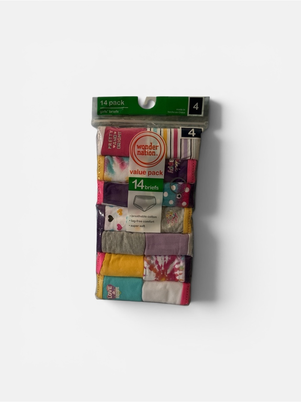 wonder nation Girls' 14-Pack Assorted Color Briefs